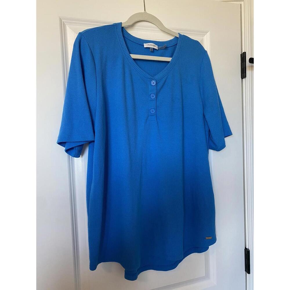 Calvin Klein Blue Scoop Neck Top/Tunic Size XL